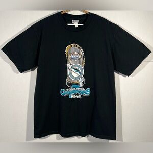 Vintage 2003 World Series Champions Florida Marlins T Shirt Mens Sz L Lee Sport
